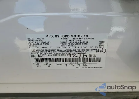 2017 Ford Edge Sel from USA, damaged, VIN 2FMPK4J82HBC69885